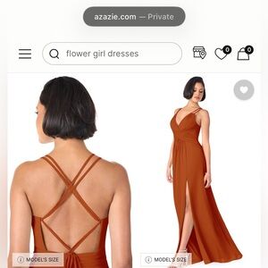 Azazie Farren Paprika Double-Strap V-Neck Ruched Empire Maxi Dress